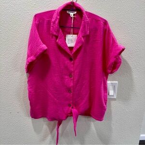 Beach Lounge Women's Pink Button-Up Top Size L Coastal Coverup NWT
